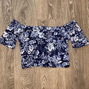 Blue Floral Crop Top